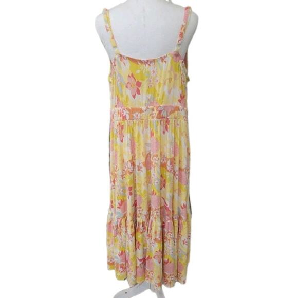 Torrid Midi Super Soft Tiered Dress Women's Plus Size 2x Yellow Floral Summer‎ - Picture 9 of 15